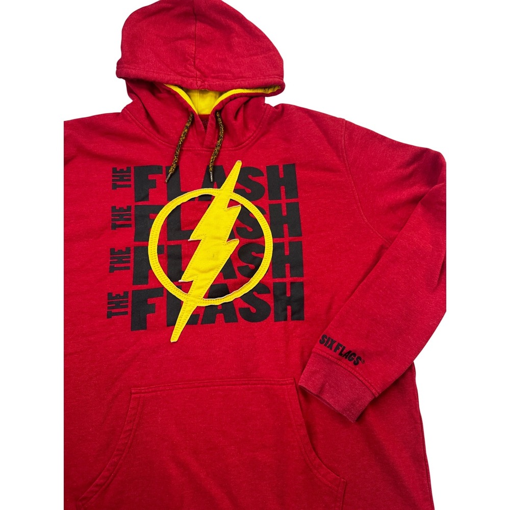 Six Flags DC Comics The Flash Hoodie‎ Red Scarlet Speedster Pullover XL